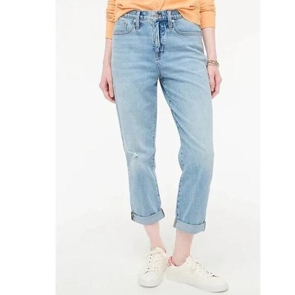 J. Crew Factory NWT Relaxed Boyfriend Fit All Day Stretch Blue Size 28 MSRP $118 - Picture 1 of 10